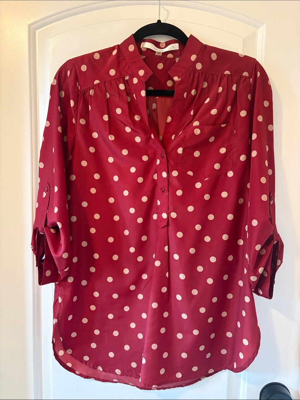 fun 2 fun Red Polka Dot Button-Up Blouse